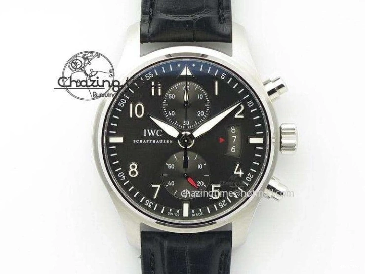 MIROTIME 0407 Pilot Chrono SS AZF 1:1 Best Edition Blue Dial on Brown Leather Strap A TimelessDesign 7060